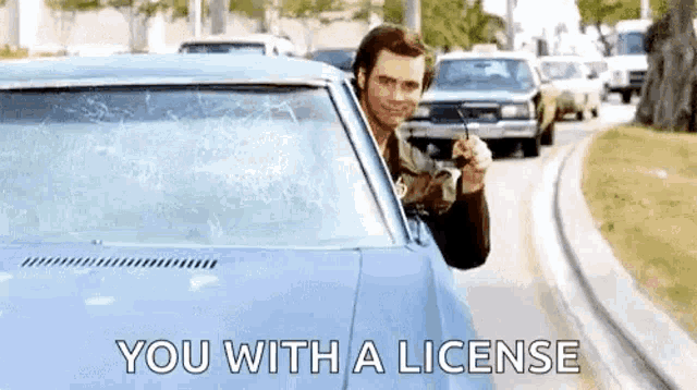 Jim Carrey, Ace Ventura, driving, You With A License, Car Ride