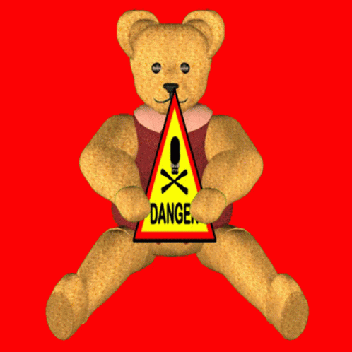 danger, caution, warning, Teddy Bear, hazard, risk, threat, risky, peril, Skull And Crossbones, 3D Gifs Artist